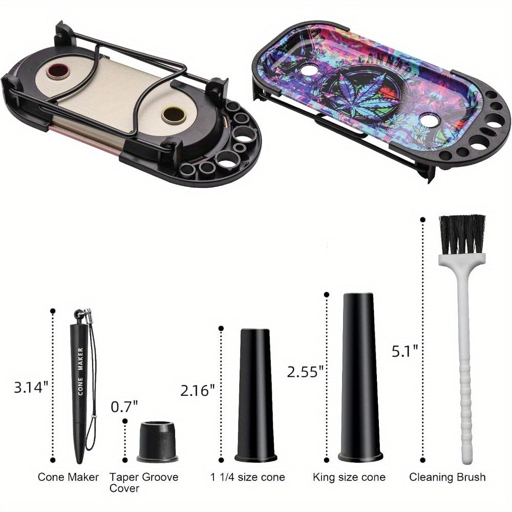 King Size & 1 1/4 Size Pre Rolled Cones Metal Rolling Tray - Foldable Stand Cone Filler with Brush, Placement Device, and Cone Loader for Efficient Pre Roll Machine Use - Premium  from Lizard Vigilante - Just $10.99! Shop now at Lizard Vigilante