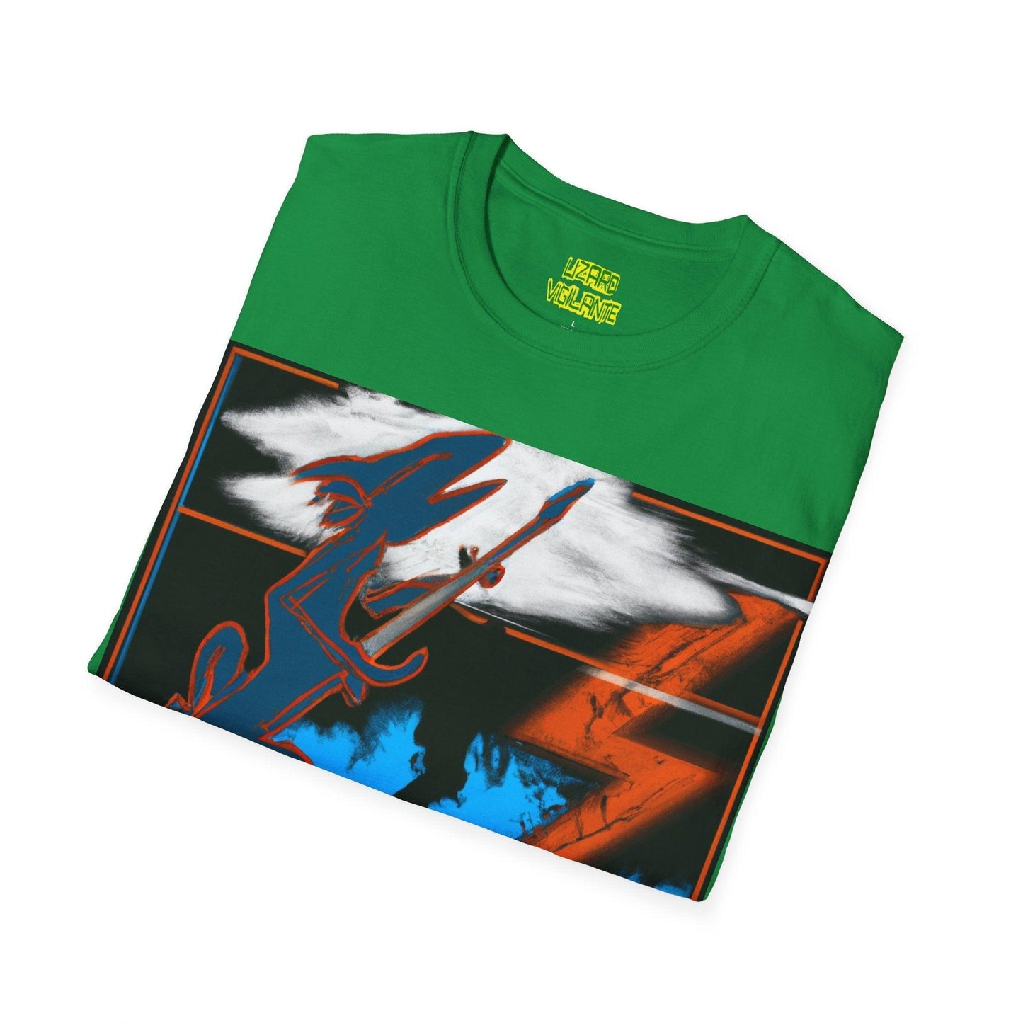 Lizard Vigilante on the Mountain Unisex Softstyle T-Shirt - Lizard Vigilante