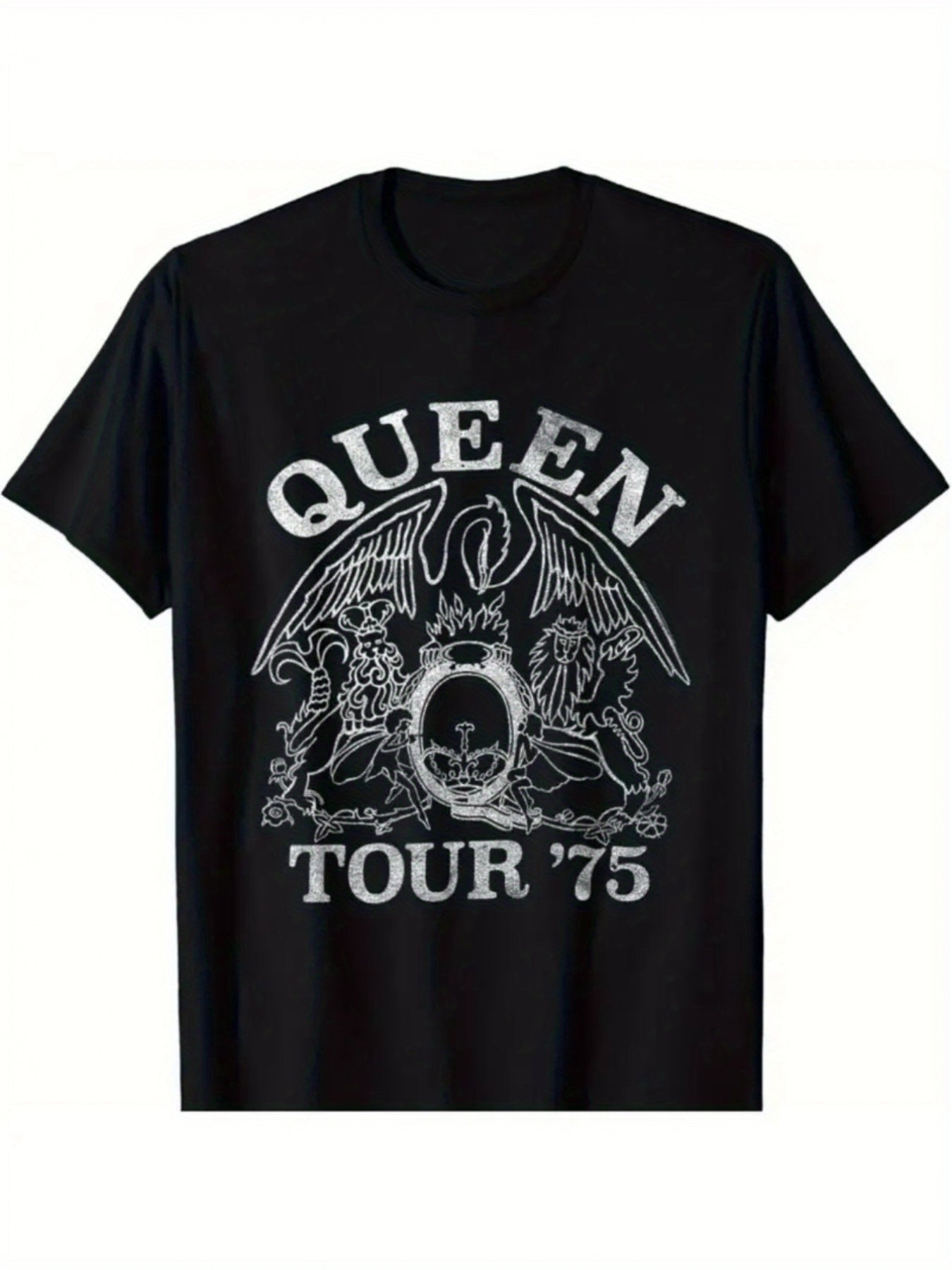 Queen Official 1975 Concert Tour Badge T-shirt – Men’s Classic Cotton Crew Neck Tee, Vintage Rock Band Apparel - Premium T-Shirt from Lizard Vigilante - Just $24.99! Shop now at Lizard Vigilante