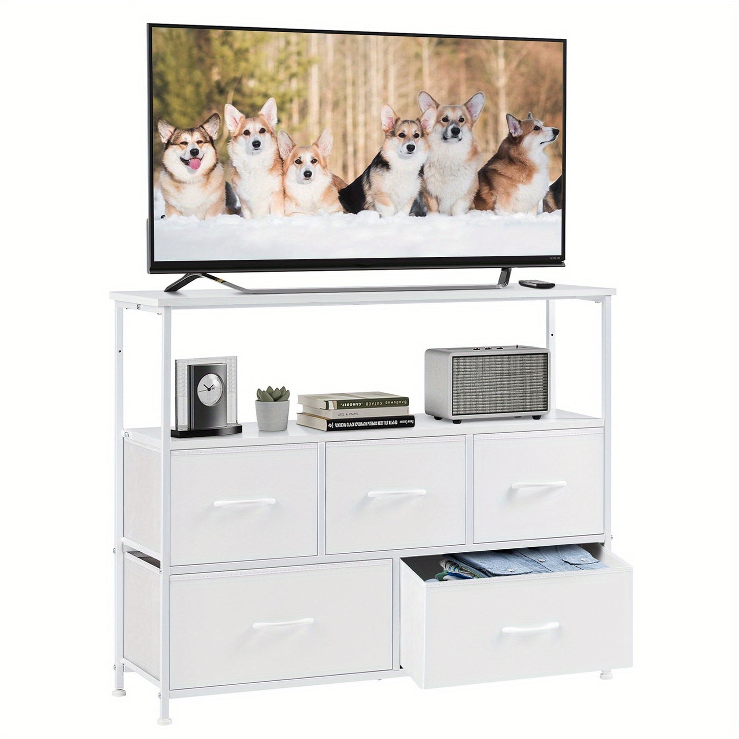 5-Drawer Cabinet Tower – Versatile TV Stand and Media Console Table - Premium tv stand from Lizard Vigilante - Just $69.99! Shop now at Lizard Vigilante