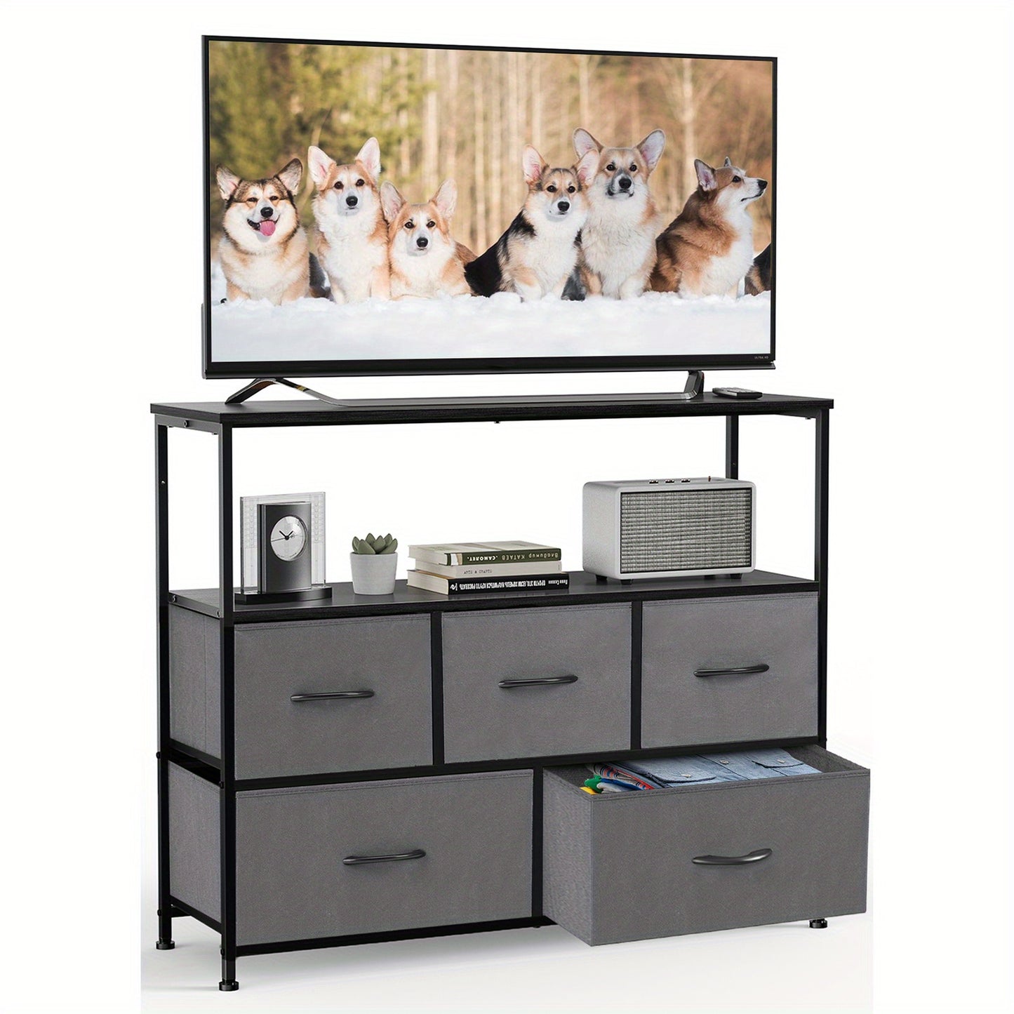 5-Drawer Cabinet Tower – Versatile TV Stand and Media Console Table - Premium tv stand from Lizard Vigilante - Just $69.99! Shop now at Lizard Vigilante