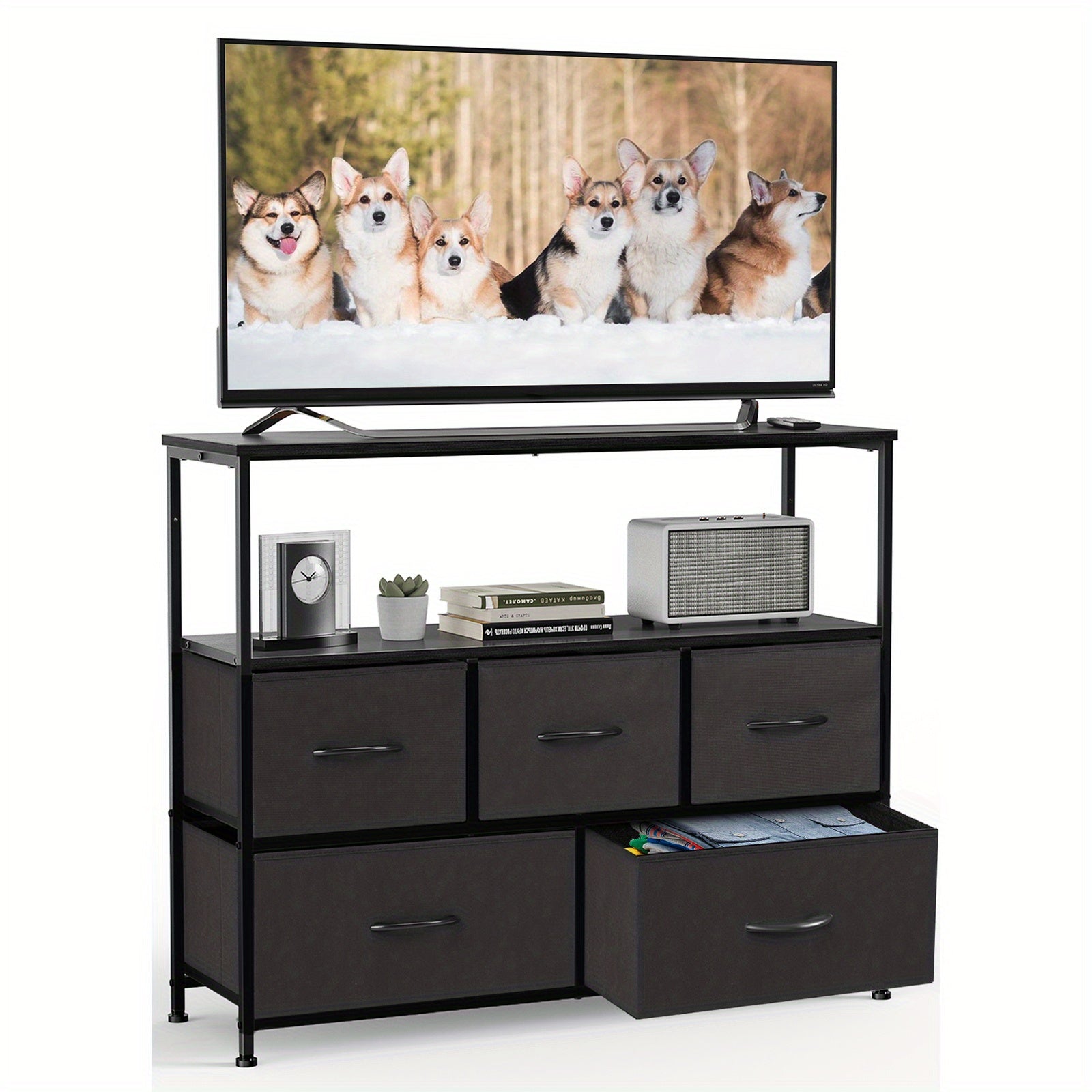 5-Drawer Cabinet Tower – Versatile TV Stand and Media Console Table - Premium tv stand from Lizard Vigilante - Just $69.99! Shop now at Lizard Vigilante