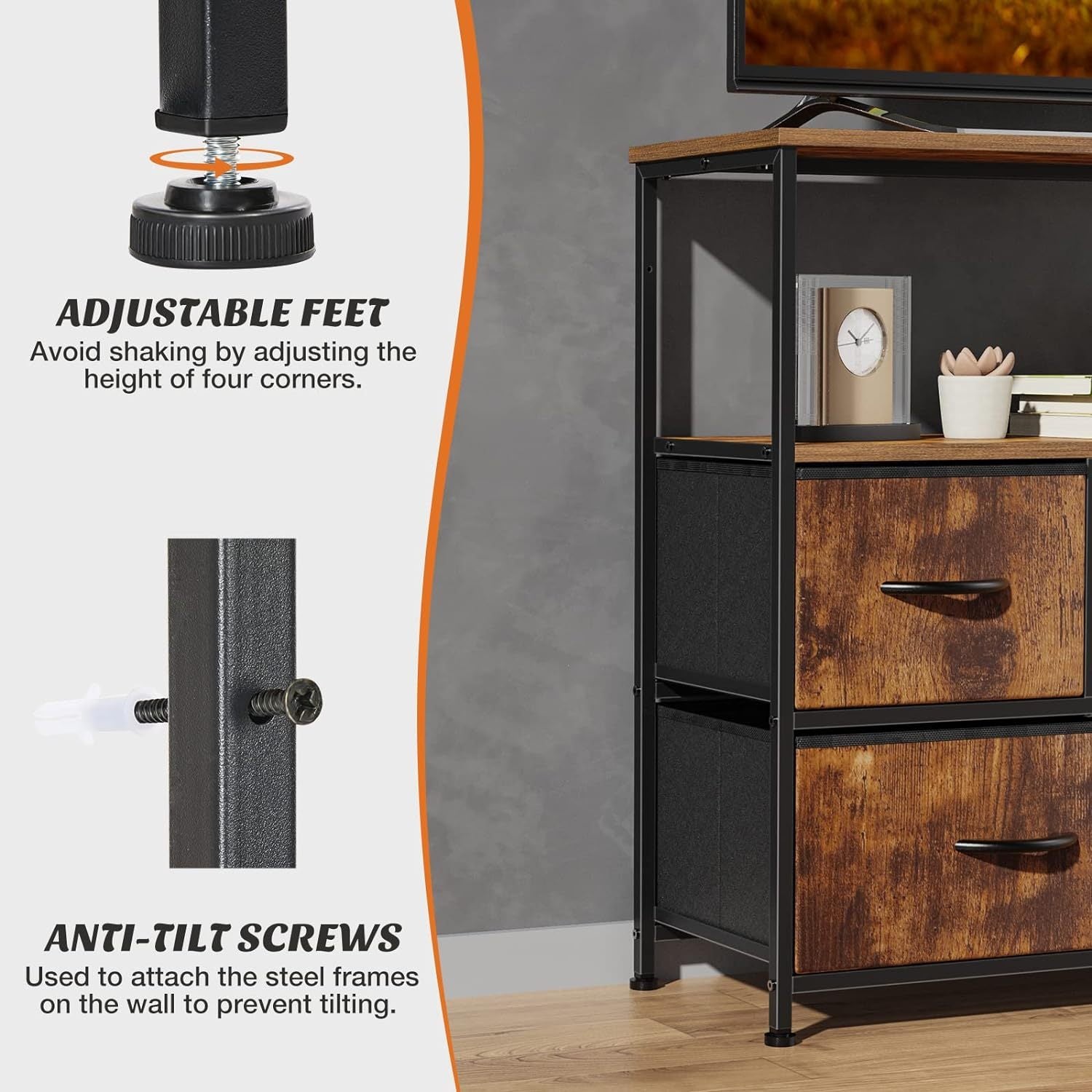 5-Drawer Cabinet Tower – Versatile TV Stand and Media Console Table - Premium tv stand from Lizard Vigilante - Just $69.99! Shop now at Lizard Vigilante