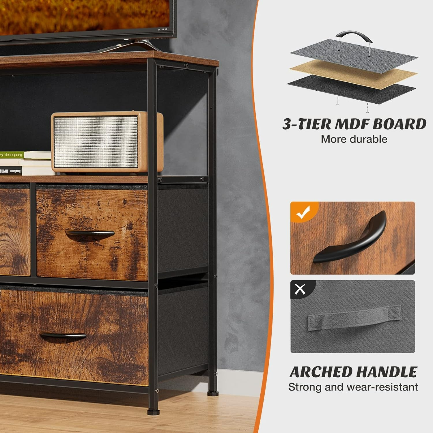 5-Drawer Cabinet Tower – Versatile TV Stand and Media Console Table - Premium tv stand from Lizard Vigilante - Just $69.99! Shop now at Lizard Vigilante