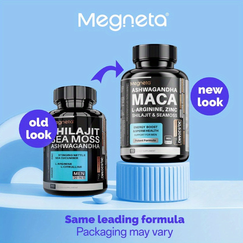 Men's Energy Bottle- Maca, L-Arginine, L-Citrulline, Ashwagandha &Seamoss & Shilajit & Herbal Ingredients -20 IN 1 Energy&Vitalit, Prostate Health& Inner Strength -MEN'S CONFIDENCE- 60 Capsules - Premium  from Lizard Vigilante - Just $21.99! Shop now at Lizard Vigilante