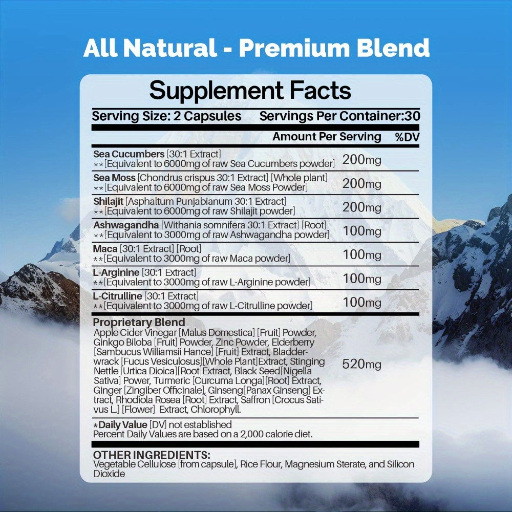 Men's Energy Bottle- Maca, L-Arginine, L-Citrulline, Ashwagandha &Seamoss & Shilajit & Herbal Ingredients -20 IN 1 Energy&Vitalit, Prostate Health& Inner Strength -MEN'S CONFIDENCE- 60 Capsules - Premium  from Lizard Vigilante - Just $21.99! Shop now at Lizard Vigilante