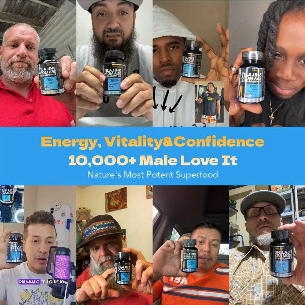 Men's Energy Bottle- Maca, L-Arginine, L-Citrulline, Ashwagandha &Seamoss & Shilajit & Herbal Ingredients -20 IN 1 Energy&Vitalit, Prostate Health& Inner Strength -MEN'S CONFIDENCE- 60 Capsules - Premium  from Lizard Vigilante - Just $21.99! Shop now at Lizard Vigilante