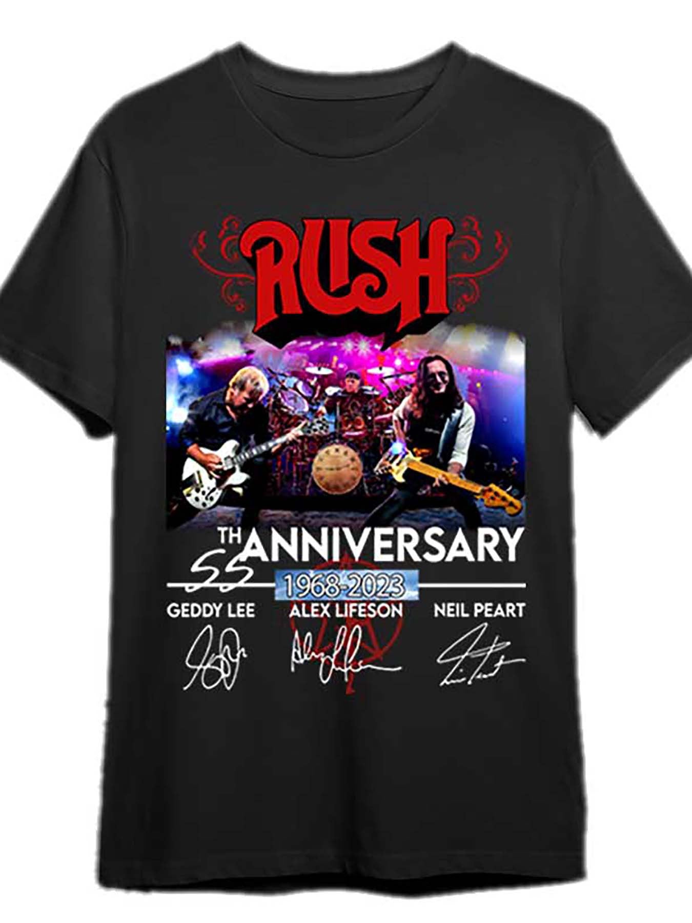 Authentic 55-Year Commemorative RUSH 1968-2023 Signed Graphic T-Shirt – Classic Black, Men’s Short Sleeve Tribute Edition - Premium T-shirt from Lizard Vigilante - Just $24.88! Shop now at Lizard Vigilante