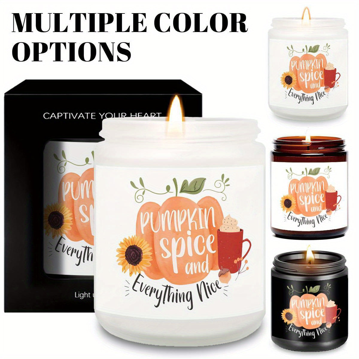 Hello Pumpkin Scented Candle Fall AutumnThemed Orange Terracotta Burnt Rustic Farmhouse September October Harvest Thanksgiving Day Decoration Gift for Women Woman Hostess Friends Her Mom Wife Grandma Cute Items Essenti