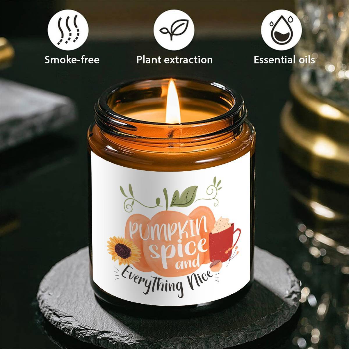 Hello Pumpkin Scented Candle Fall AutumnThemed Orange Terracotta Burnt Rustic Farmhouse September October Harvest Thanksgiving Day Decoration Gift for Women Woman Hostess Friends Her Mom Wife Grandma Cute Items Essenti