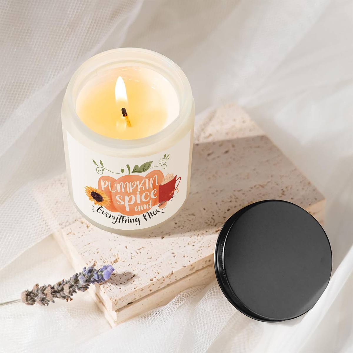 Hello Pumpkin Scented Candle Fall AutumnThemed Orange Terracotta Burnt Rustic Farmhouse September October Harvest Thanksgiving Day Decoration Gift for Women Woman Hostess Friends Her Mom Wife Grandma Cute Items Essenti