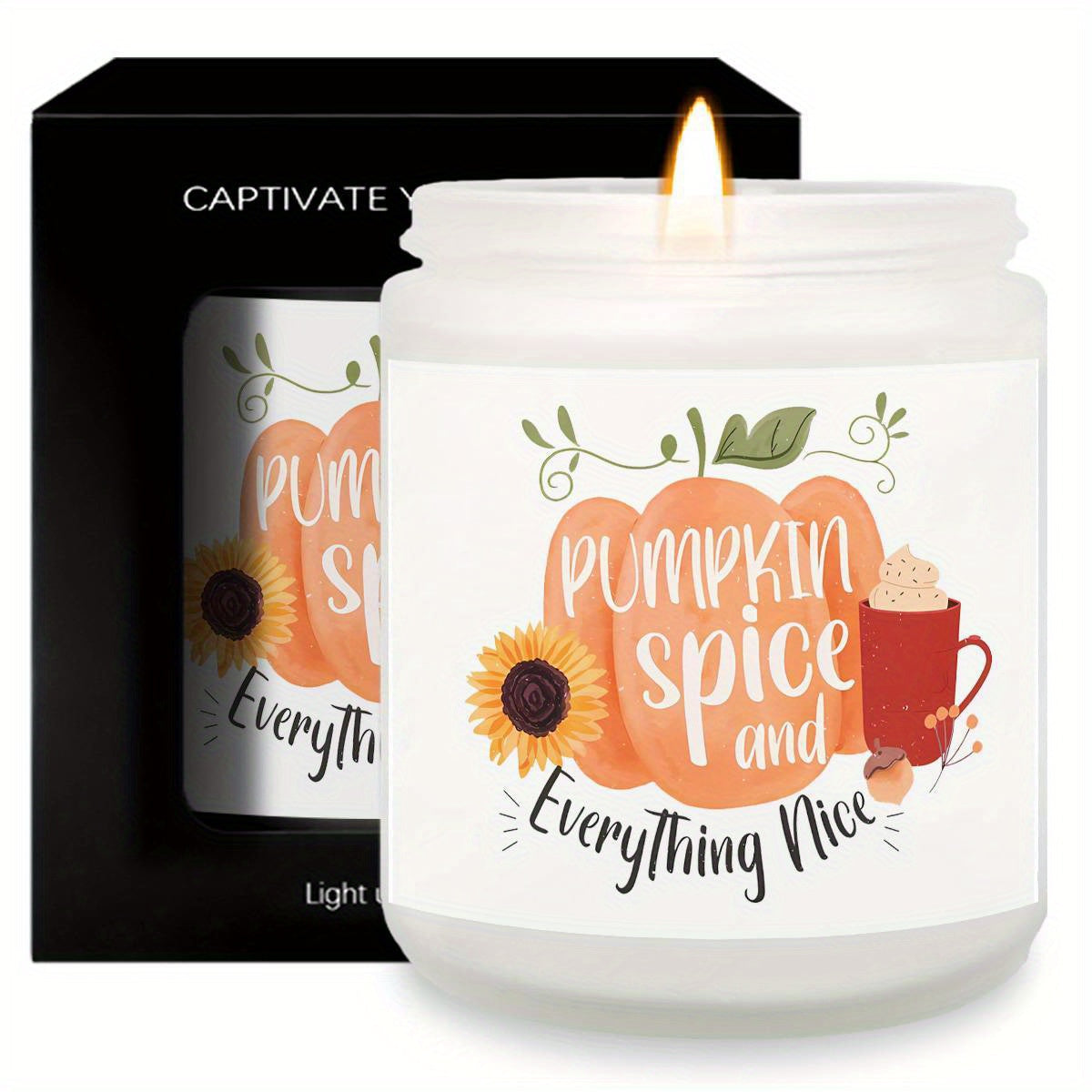 Hello Pumpkin Scented Candle Fall AutumnThemed Orange Terracotta Burnt Rustic Farmhouse September October Harvest Thanksgiving Day Decoration Gift for Women Woman Hostess Friends Her Mom Wife Grandma Cute Items Essenti