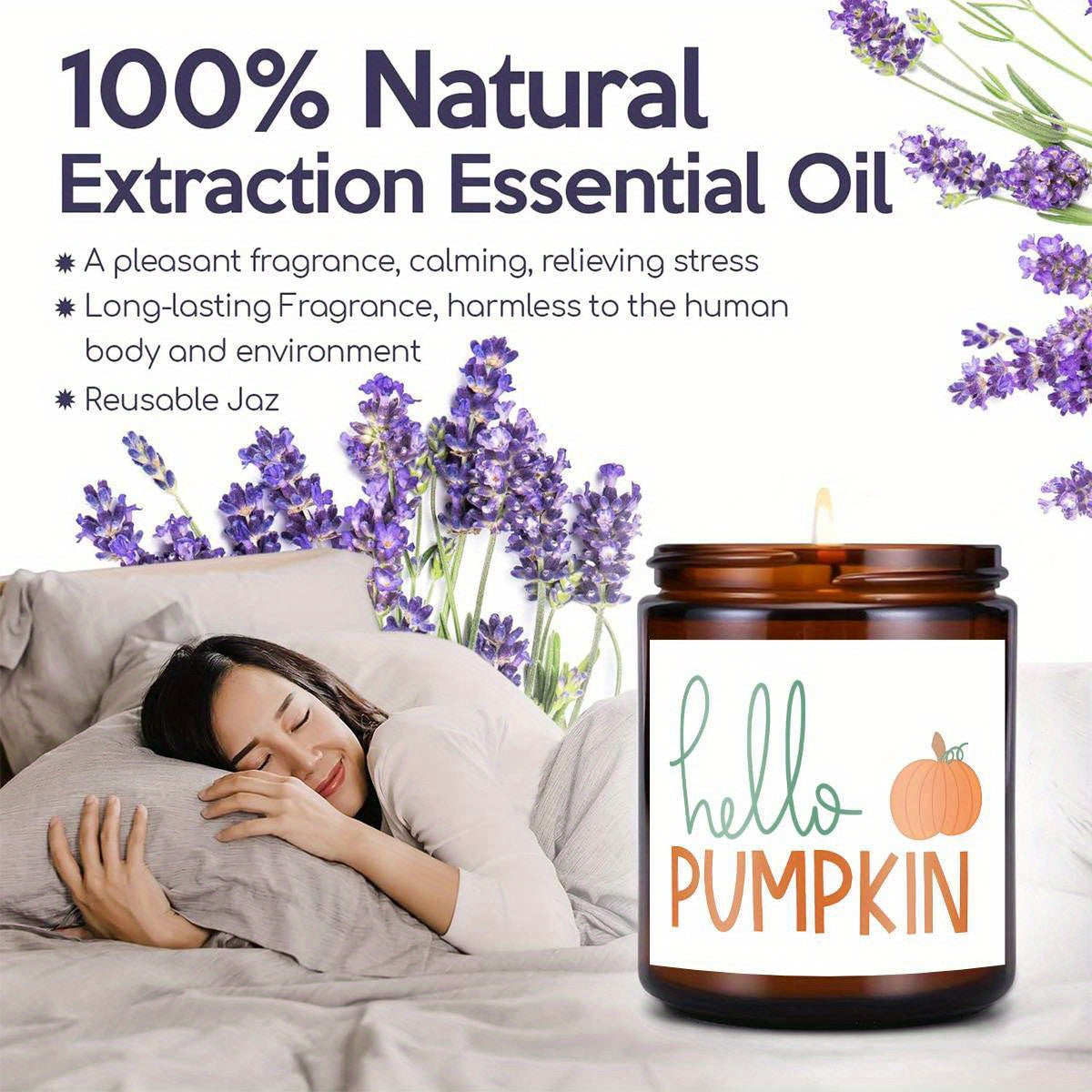 Hello Pumpkin Scented Candle Fall AutumnThemed Orange Terracotta Burnt Rustic Farmhouse September October Harvest Thanksgiving Day Decoration Gift for Women Woman Hostess Friends Her Mom Wife Grandma Cute Items Essenti