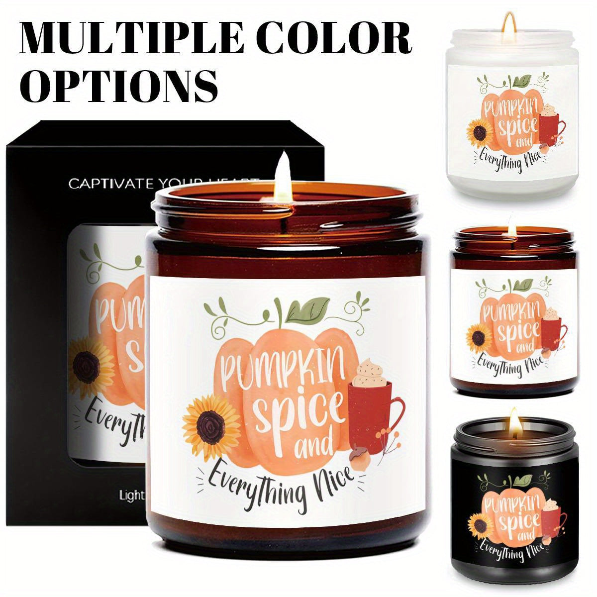 Hello Pumpkin Scented Candle Fall AutumnThemed Orange Terracotta Burnt Rustic Farmhouse September October Harvest Thanksgiving Day Decoration Gift for Women Woman Hostess Friends Her Mom Wife Grandma Cute Items Essenti