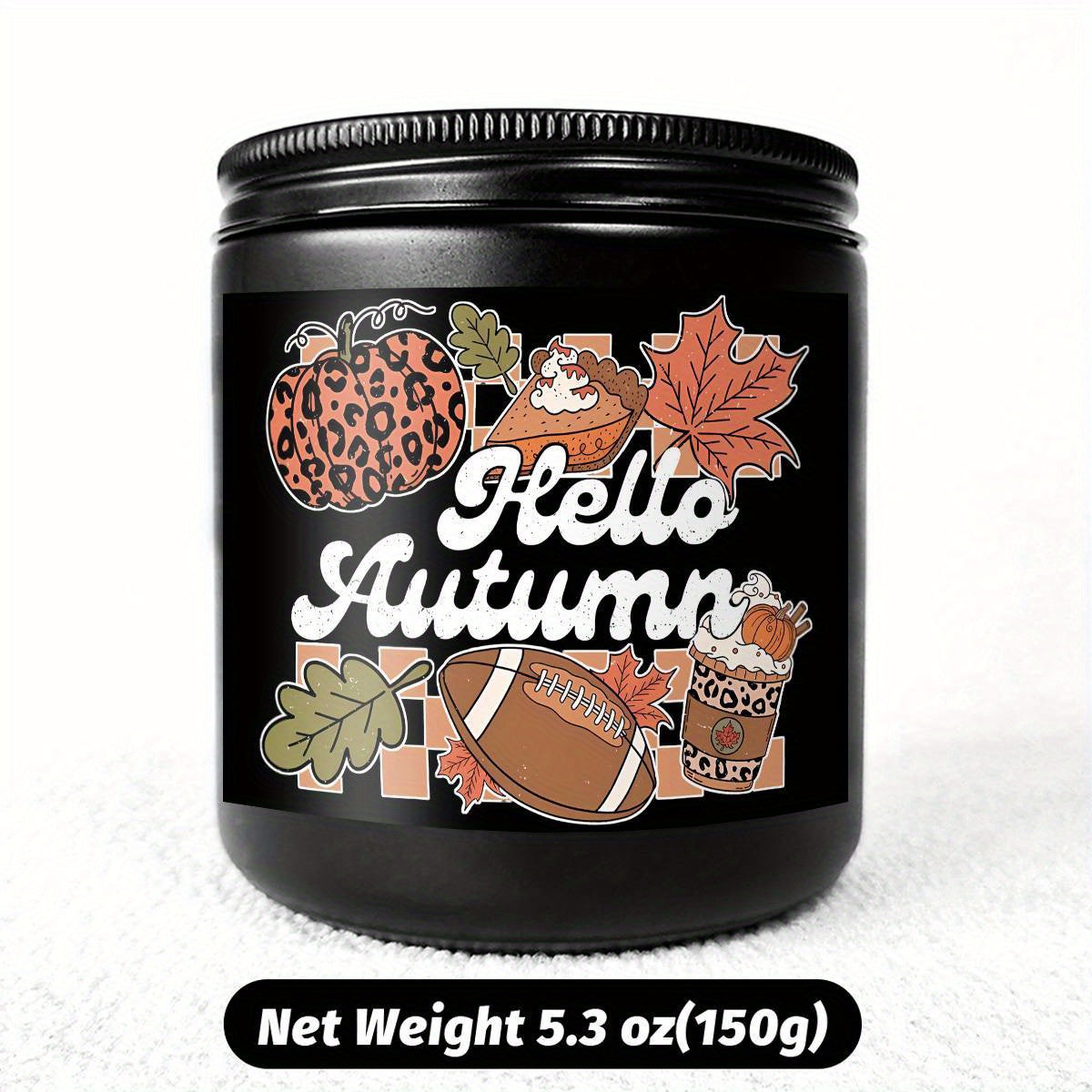 Hello Fall Scented Candle Autumn Themed Pumpkin Orange Terracotta Burnt Rustic Farmhouse September October Harvest Thanksgiving Day Decoration Gift for Home Women Hostess Men Friends Her Mom Wife Grandma Cute Items Ess