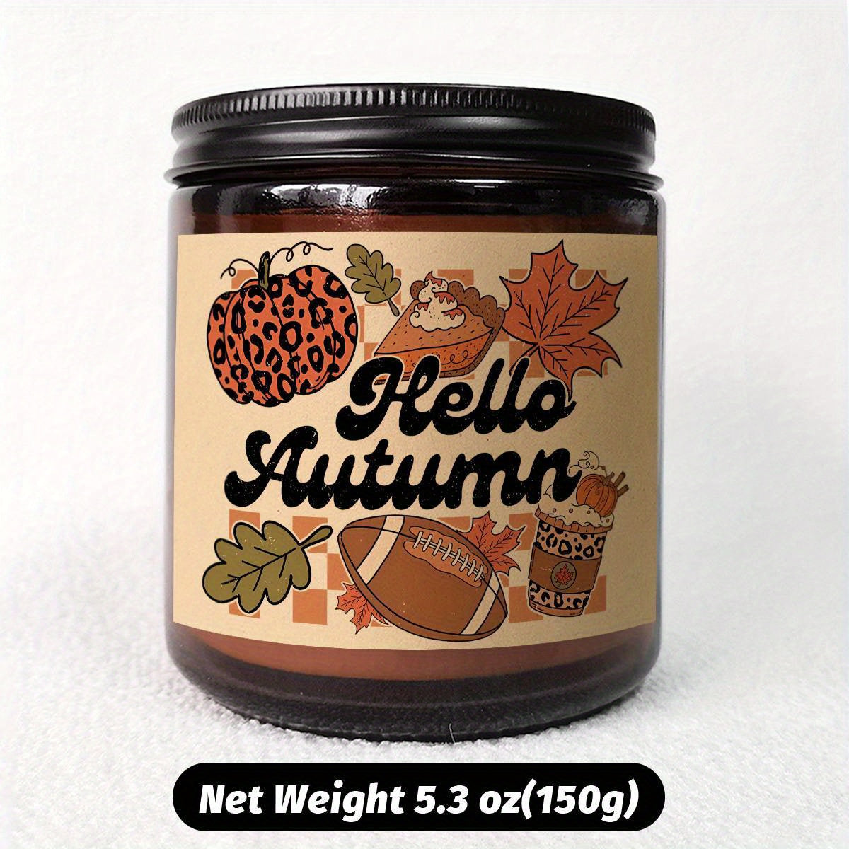 Hello Fall Scented Candle Autumn Themed Pumpkin Orange Terracotta Burnt Rustic Farmhouse September October Harvest Thanksgiving Day Decoration Gift for Home Women Hostess Men Friends Her Mom Wife Grandma Cute Items Ess