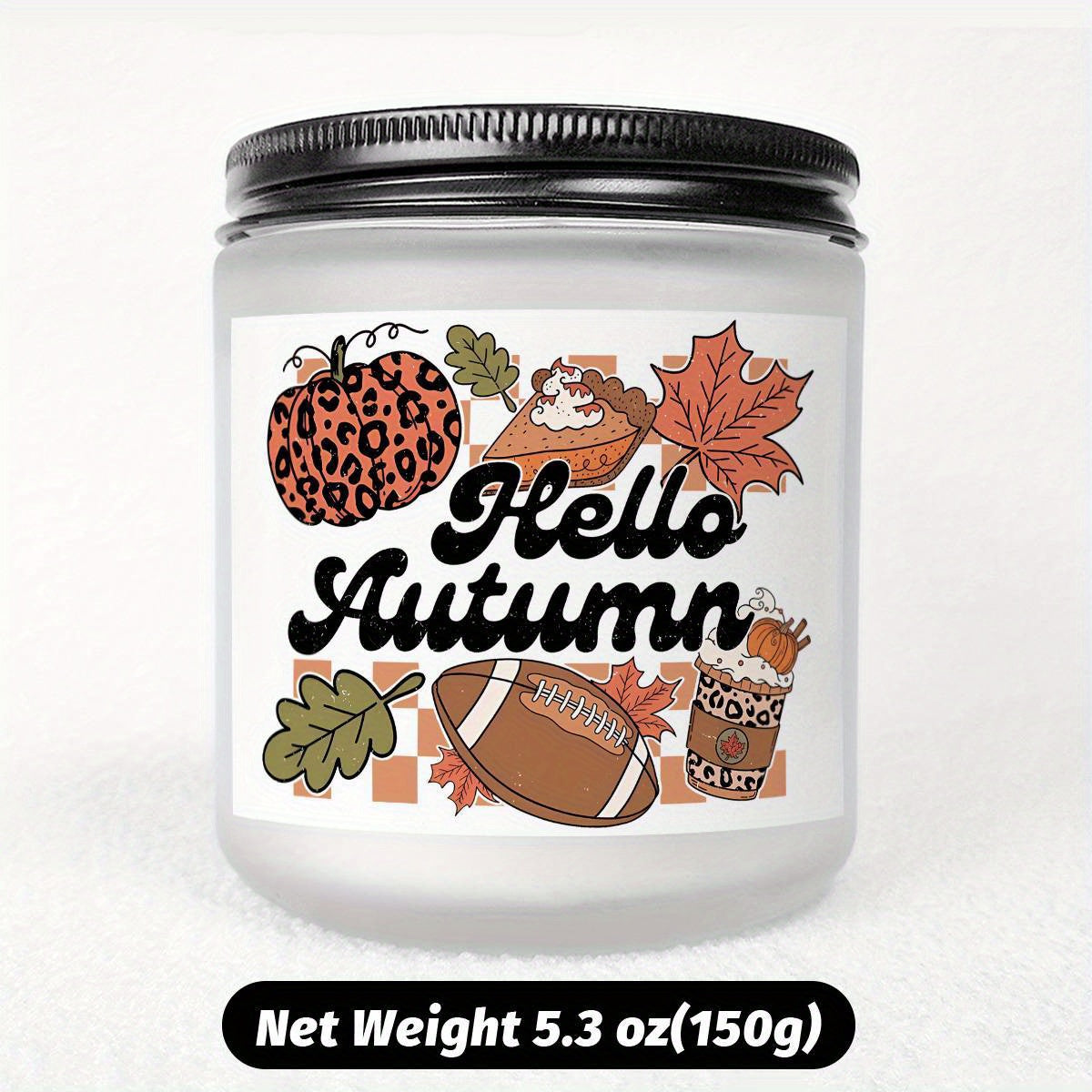 Hello Fall Scented Candle Autumn Themed Pumpkin Orange Terracotta Burnt Rustic Farmhouse September October Harvest Thanksgiving Day Decoration Gift for Home Women Hostess Men Friends Her Mom Wife Grandma Cute Items Ess