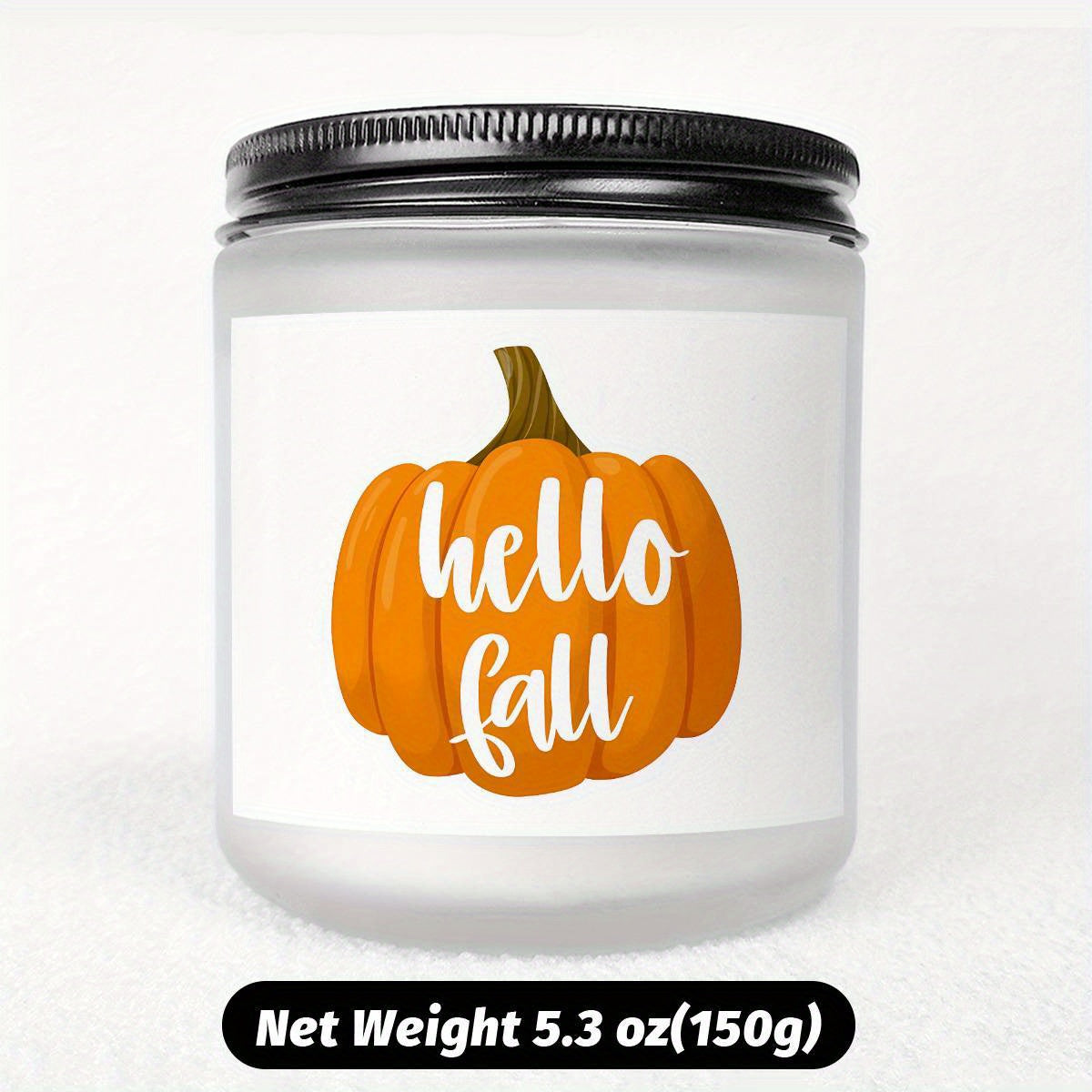 Hello Fall Scented Candle Autumn Themed Pumpkin Orange Terracotta Burnt Rustic Farmhouse September October Harvest Thanksgiving Day Decoration Gift for Home Women Hostess Men Friends Her Mom Wife Grandma Cute Items Ess
