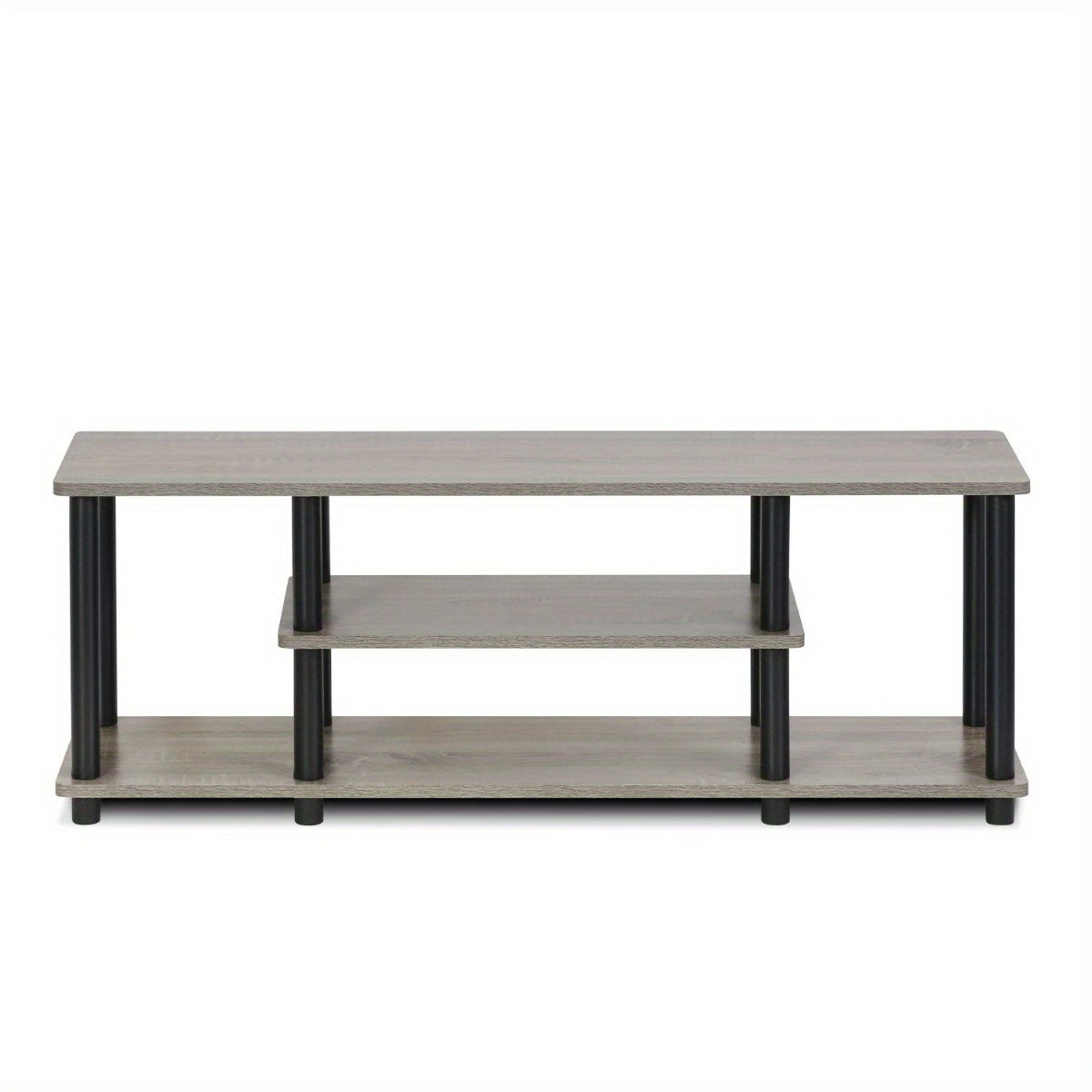 No Tools 3D 3-Tier Entertainment TV Stand for Up to 50 Inch TV - Stylish French Oak Grey/Black Wooden Display Rack - Premium tv stand from Lizard Vigilante - Just $76.99! Shop now at Lizard Vigilante