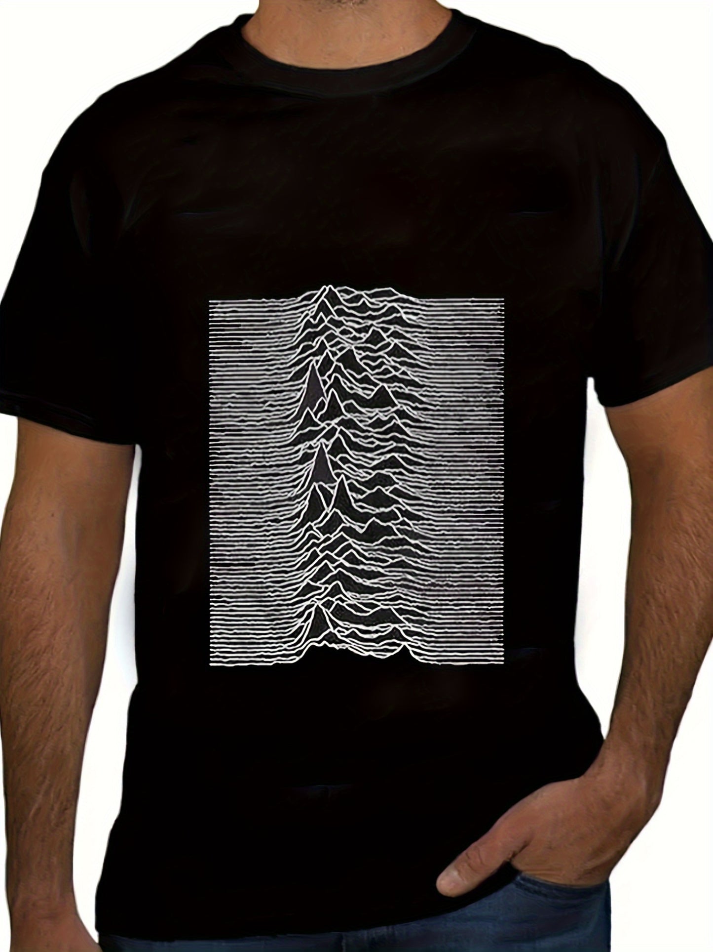 Vintage 90s Joy Division Unknown Pleasures Album Cover T-Shirt – Premium Cotton Rock Band Tee, Retro Cool, Breathable Men’s Graphic, USA-Made - Premium T-Shirt from Lizard Vigilante - Just $25.88! Shop now at Lizard Vigilante