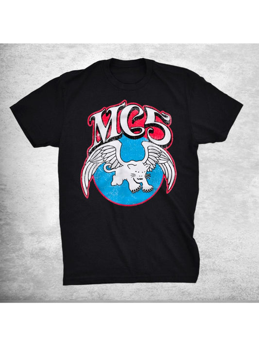 Vintage MC5 Music Band Cartoon Print Men's T-Shirt – Comfortable & Stretchable Crewneck for Summer, Casual Street Style - Premium tee shirt from Lizard Vigilante - Just $26.49! Shop now at Lizard Vigilante