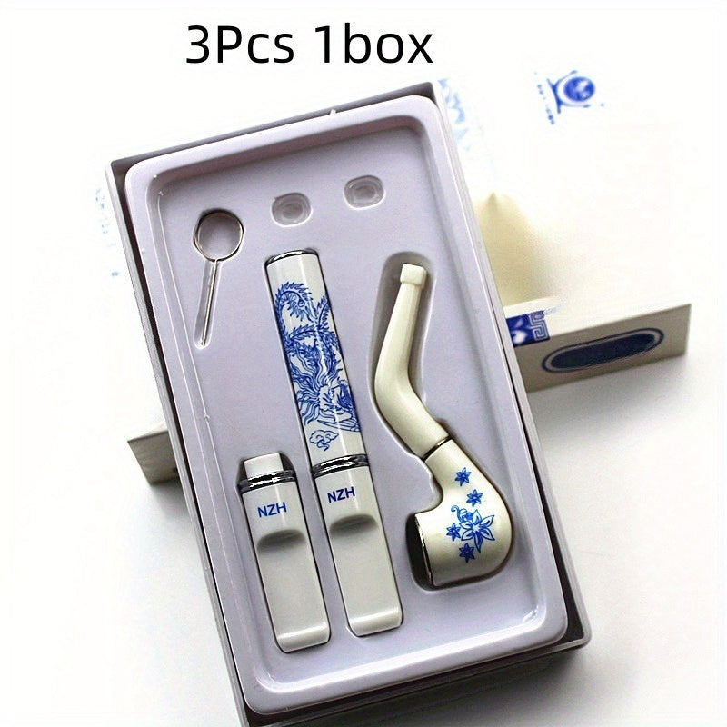 3pcs Chinese Blue & White Porcelain Dual-Use Filters For Cigarettes, Washable & Reusable Cigarette Filter Cigarette Filter Tips - Premium  from Lizard Vigilante - Just $13.99! Shop now at Lizard Vigilante