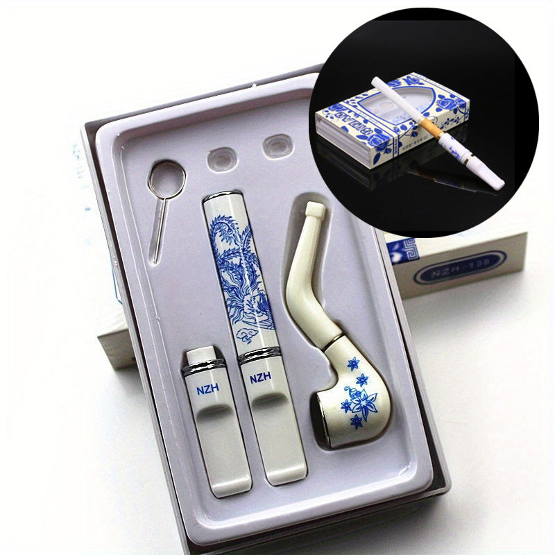 3pcs Chinese Blue & White Porcelain Dual-Use Filters For Cigarettes, Washable & Reusable Cigarette Filter Cigarette Filter Tips - Premium  from Lizard Vigilante - Just $13.99! Shop now at Lizard Vigilante