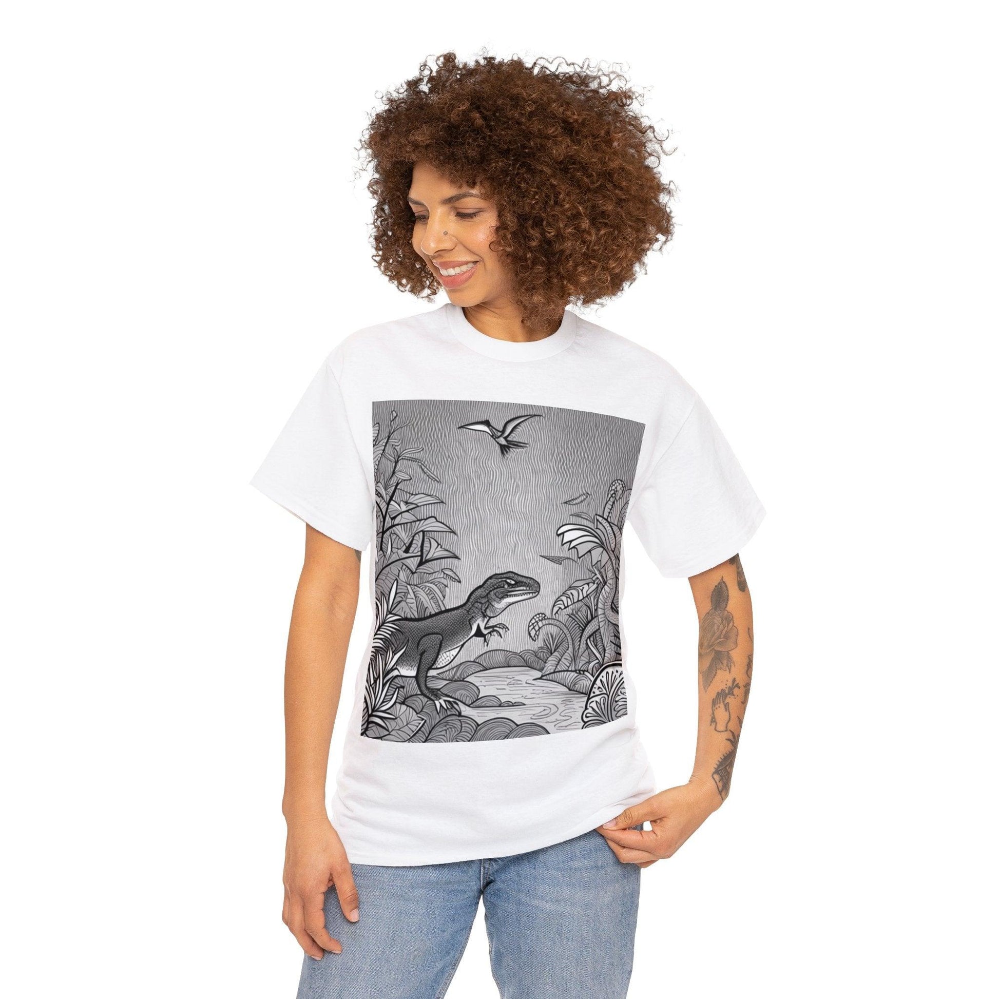 Prehistory Scene Unisex Heavy Cotton Tee - Lizard Vigilante