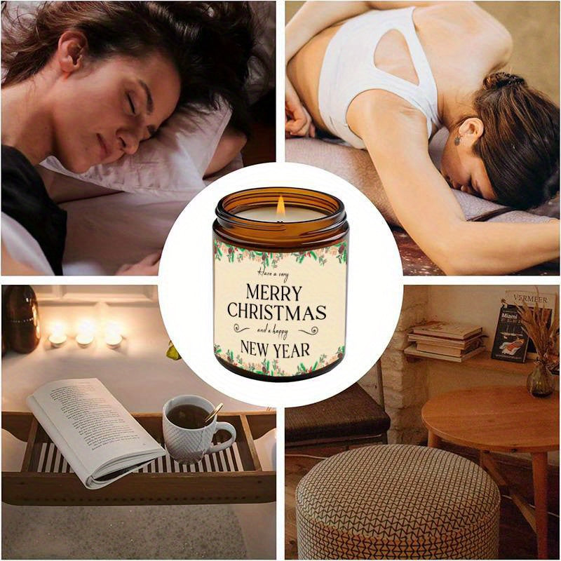 Merry Christmas Lavender Scented Candle Gift for Men Women Him Her Male Female Boyfriend Grilfriend Best Friend BBF Sister Bestie Brother Classmate Coworker Sister Mom Dad Family on Christmas Xmas Home Decoratin Funny Unique