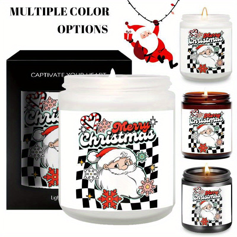1PC Lavender Scented Candle 5. 3oz Soybean Wax Merry Christmas Gifts Idea for Women Men Mom Dad Grandma Sister Co worker Friends on Winter Xmas Home Decorations Santa Claus Christmas Trees Snowman Stockings Snowflake Reindeer