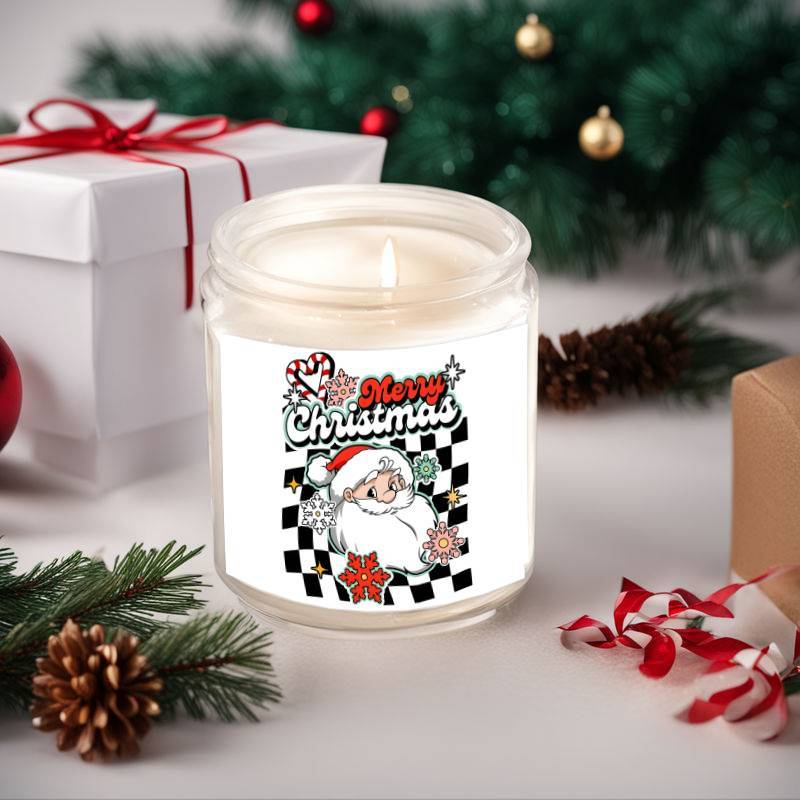 1PC Lavender Scented Candle 5. 3oz Soybean Wax Merry Christmas Gifts Idea for Women Men Mom Dad Grandma Sister Co worker Friends on Winter Xmas Home Decorations Santa Claus Christmas Trees Snowman Stockings Snowflake Reindeer