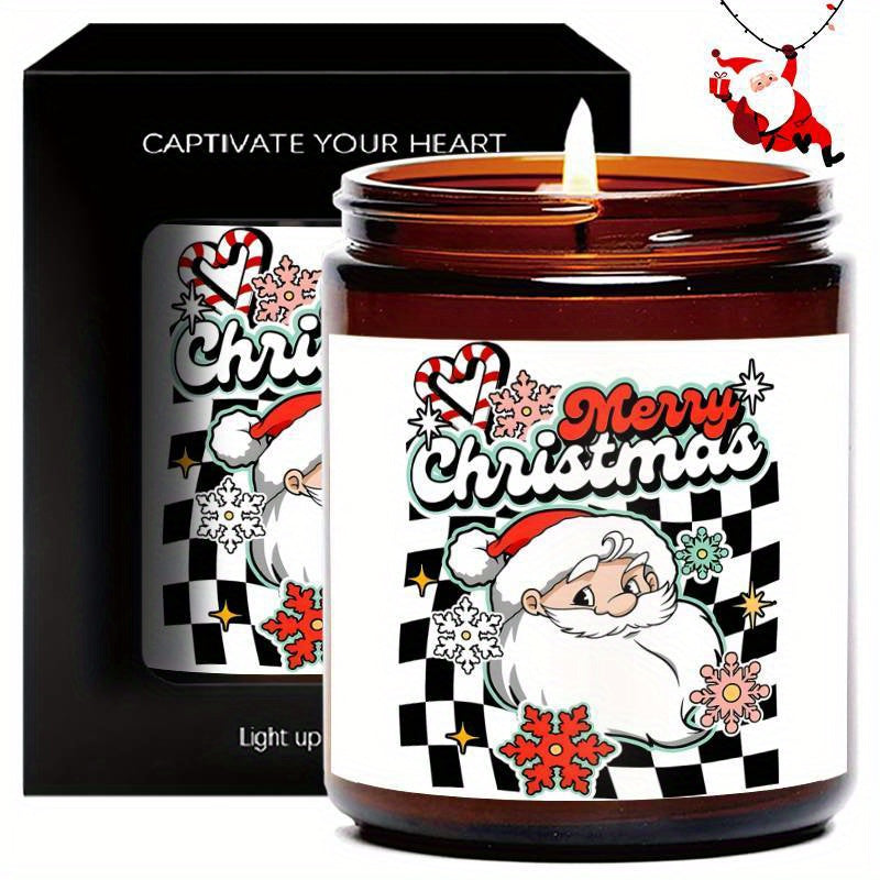 1PC Lavender Scented Candle 5. 3oz Soybean Wax Merry Christmas Gifts Idea for Women Men Mom Dad Grandma Sister Co worker Friends on Winter Xmas Home Decorations Santa Claus Christmas Trees Snowman Stockings Snowflake Reindeer
