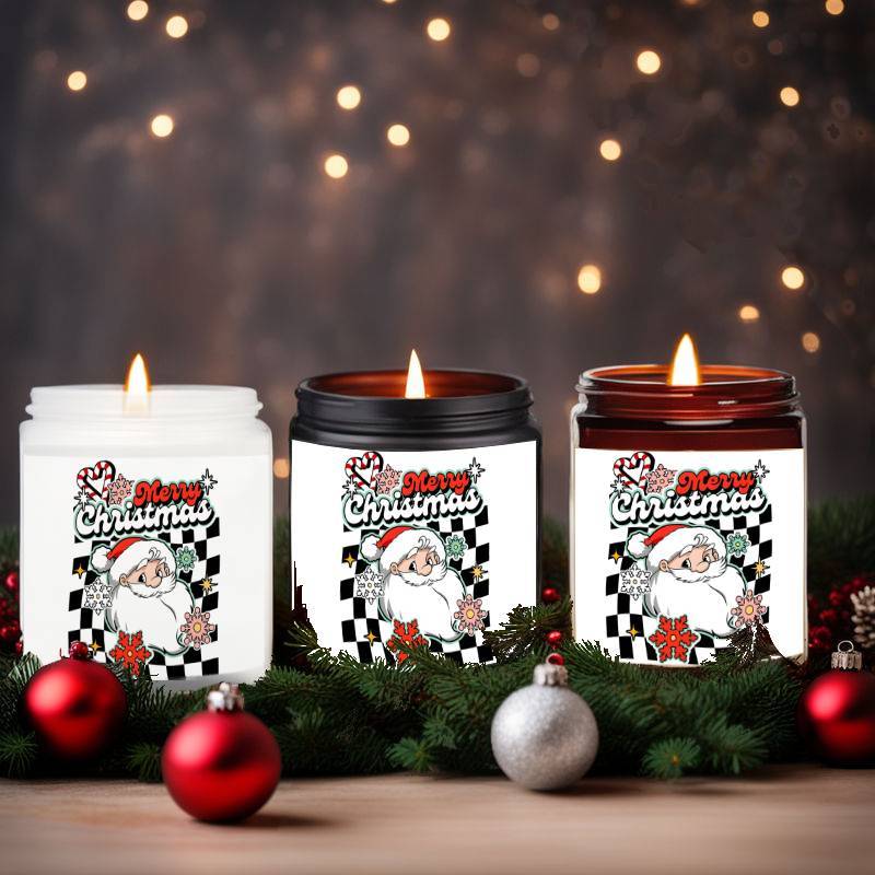 1PC Lavender Scented Candle 5. 3oz Soybean Wax Merry Christmas Gifts Idea for Women Men Mom Dad Grandma Sister Co worker Friends on Winter Xmas Home Decorations Santa Claus Christmas Trees Snowman Stockings Snowflake Reindeer