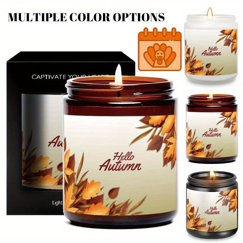 1Pc Scented Candle 5. 3Oz Soy Wax Hello Autumn Gifts For Women Men Mom Dad Grandma Friend Coworker Nurse Teacher Mentor Dentist Worker Pastor Boss Manager Autumn Harvest Festival Thanksgiving Unique Funny Special Trendy Essen