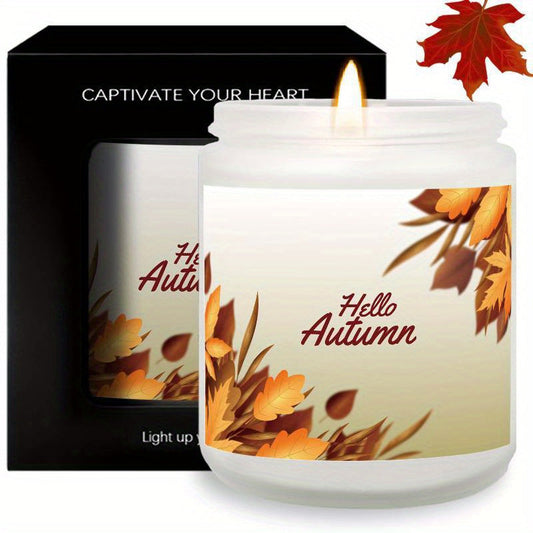1Pc Scented Candle 5. 3Oz Soy Wax Hello Autumn Gifts For Women Men Mom Dad Grandma Friend Coworker Nurse Teacher Mentor Dentist Worker Pastor Boss Manager Autumn Harvest Festival Thanksgiving Unique Funny Special Trendy Essen