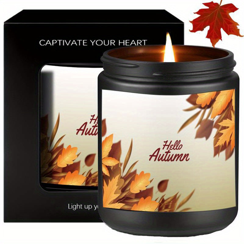 1Pc Scented Candle 5. 3Oz Soy Wax Hello Autumn Gifts For Women Men Mom Dad Grandma Friend Coworker Nurse Teacher Mentor Dentist Worker Pastor Boss Manager Autumn Harvest Festival Thanksgiving Unique Funny Special Trendy Essen
