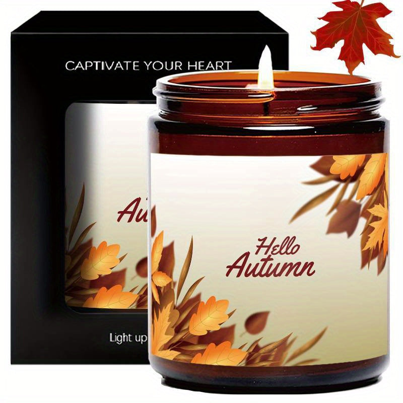 1Pc Scented Candle 5. 3Oz Soy Wax Hello Autumn Gifts For Women Men Mom Dad Grandma Friend Coworker Nurse Teacher Mentor Dentist Worker Pastor Boss Manager Autumn Harvest Festival Thanksgiving Unique Funny Special Trendy Essen