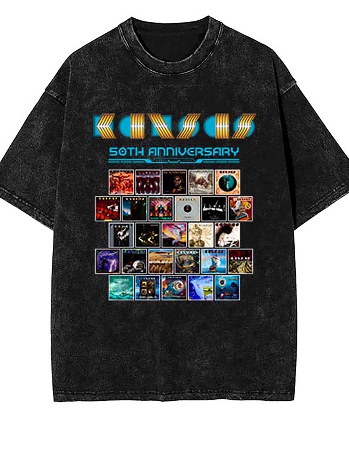 Anniversary Kansas Rock Band Tour Concert 2023 T-Shirt 338191 vintage washed distressed batik thickened funny Men’s Short Sleeve Graphic T-shirt PR - Premium  from Lizard Vigilante - Just $30.99! Shop now at Lizard Vigilante