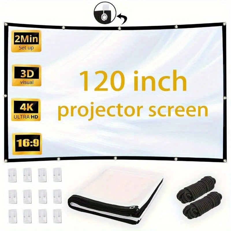 120-Inch Portable Projector Screen | Foldable and Anti-Crease - Premium projector screen from Lizard Vigilante - Just $26.99! Shop now at Lizard Vigilante