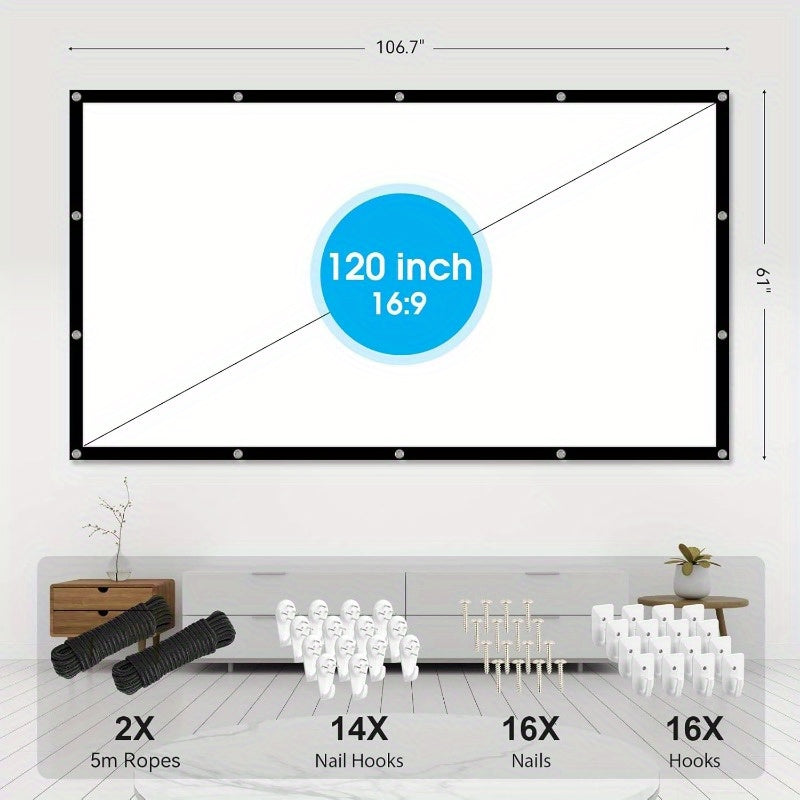 120-Inch Portable Projector Screen | Foldable and Anti-Crease - Premium projector screen from Lizard Vigilante - Just $26.99! Shop now at Lizard Vigilante