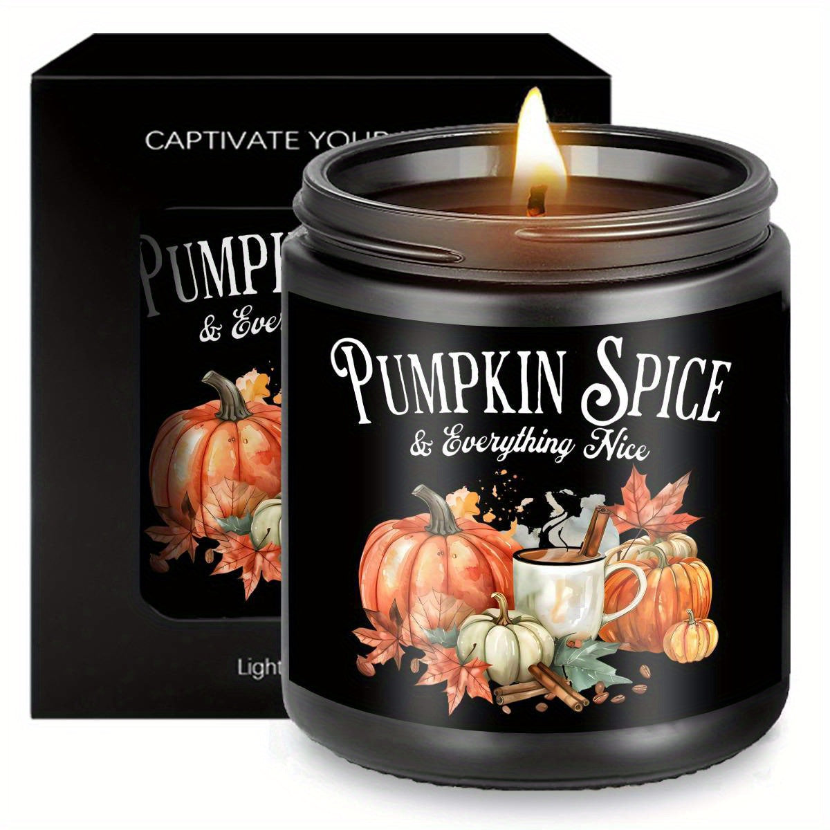 Hello Autumn Scented Candle Fall Themed Orange Terracotta Burnt Rustic Farmhouse September October Harvest Thanksgiving Day Decoration Gift Idea for Home Women Woman Hostess Men Friends Her Mom Wife Grandma Cute Item E