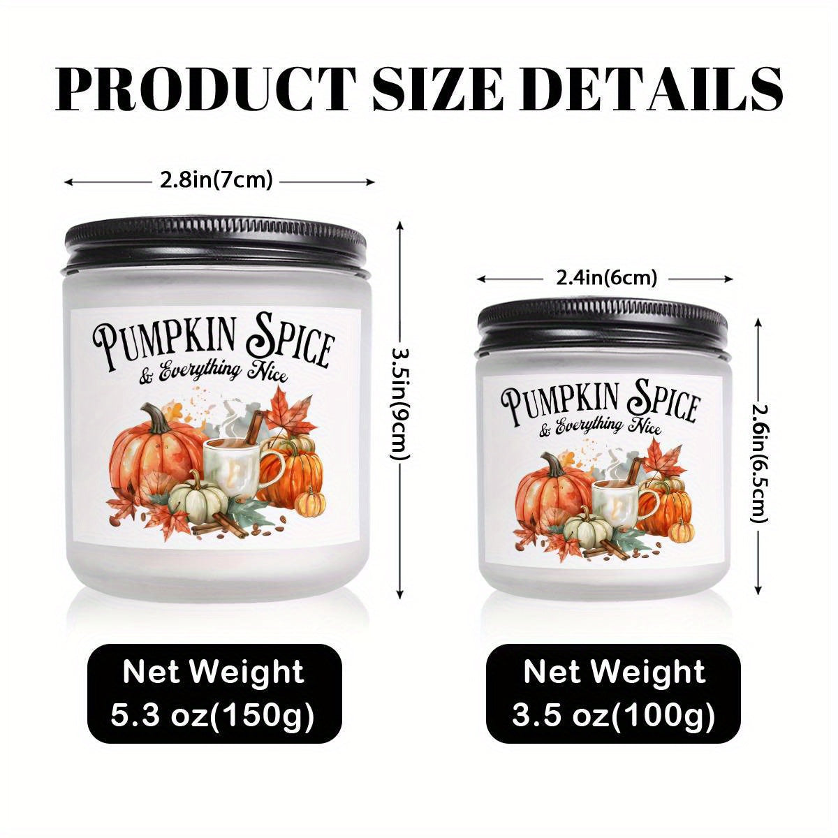 Pumpkin Spice Scented Candle - Glass Jar Aromatherapy Candle with Essential Oils, Smoke-Free, Ideal for Fall Harvest & Thanksgiving Centerpiece Decoration, Hostess Gift for Autumn Season