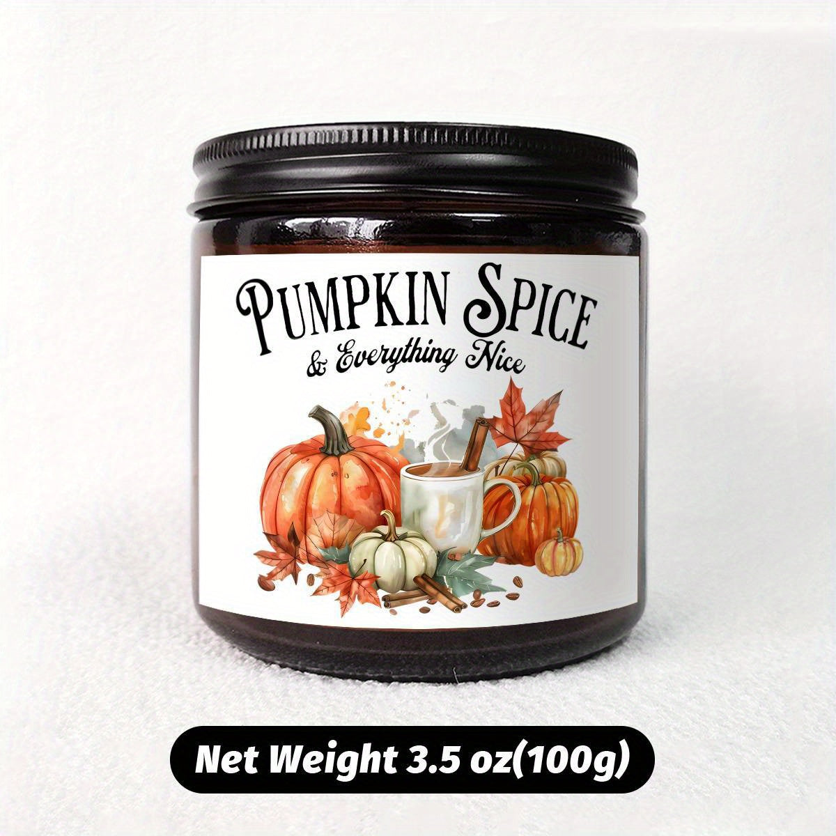 Pumpkin Spice Scented Candle - Glass Jar Aromatherapy Candle with Essential Oils, Smoke-Free, Ideal for Fall Harvest & Thanksgiving Centerpiece Decoration, Hostess Gift for Autumn Season