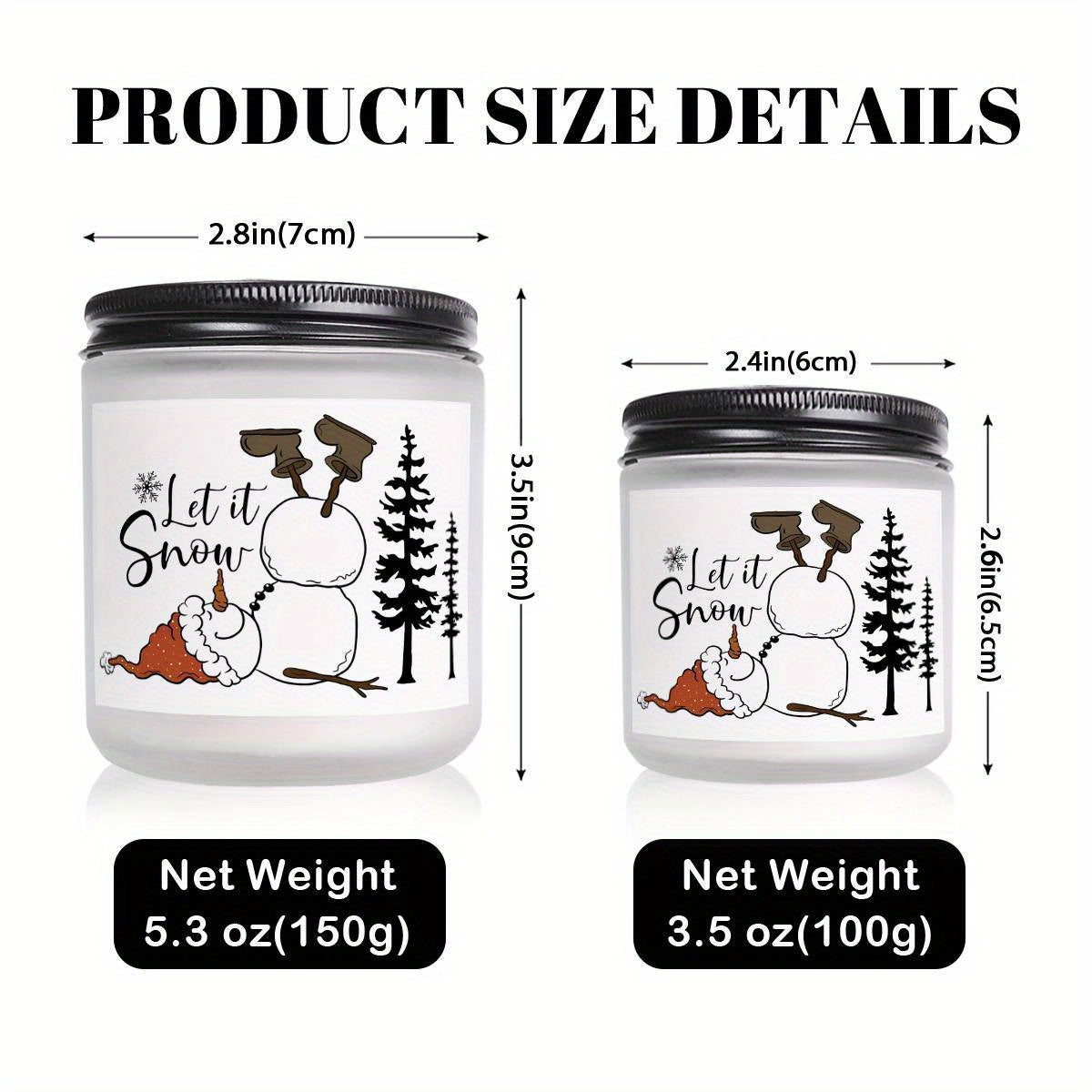 1pc Lavender Scented Candle, "Let it Snow" Festive Design, Smoke-Free, Plant Extraction, Essential Oils, Glass Jar, Perfect for Christmas, Home & Kitchen Decor, Ideal for Coworkers, Friends, Family, White Elephant Gift