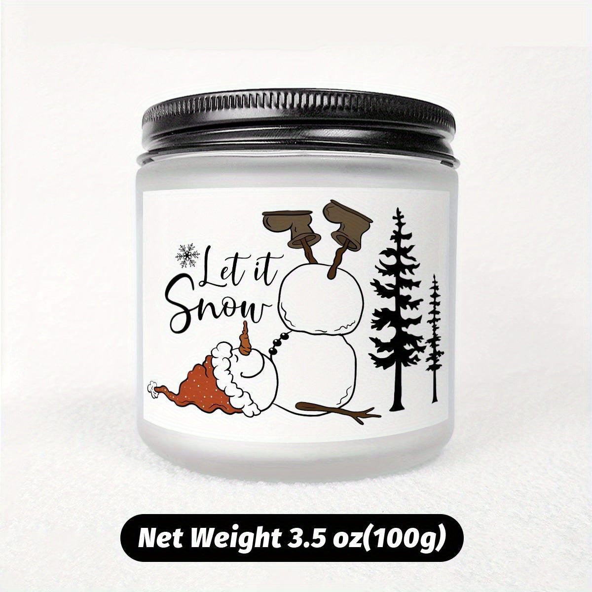 1pc Lavender Scented Candle, "Let it Snow" Festive Design, Smoke-Free, Plant Extraction, Essential Oils, Glass Jar, Perfect for Christmas, Home & Kitchen Decor, Ideal for Coworkers, Friends, Family, White Elephant Gift
