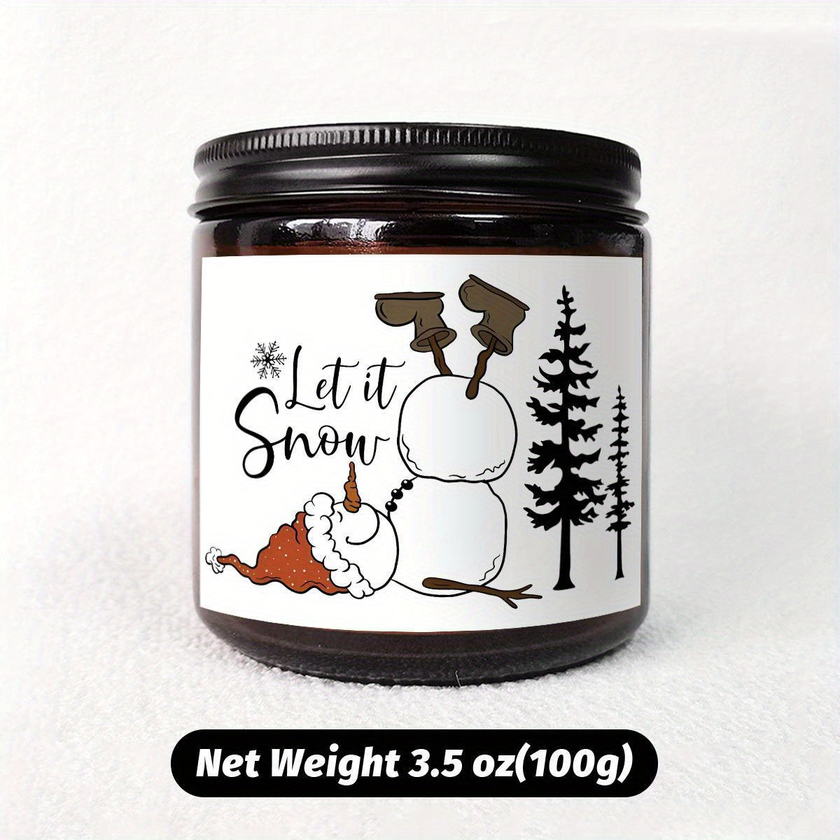 1pc Lavender Scented Candle, "Let it Snow" Festive Design, Smoke-Free, Plant Extraction, Essential Oils, Glass Jar, Perfect for Christmas, Home & Kitchen Decor, Ideal for Coworkers, Friends, Family, White Elephant Gift