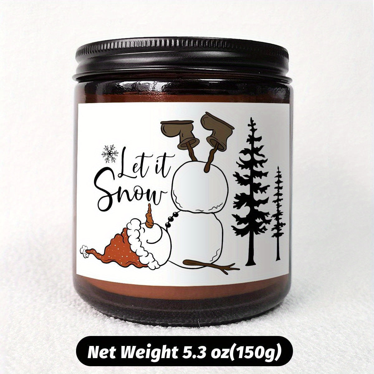 1pc Lavender Scented Candle, "Let it Snow" Festive Design, Smoke-Free, Plant Extraction, Essential Oils, Glass Jar, Perfect for Christmas, Home & Kitchen Decor, Ideal for Coworkers, Friends, Family, White Elephant Gift