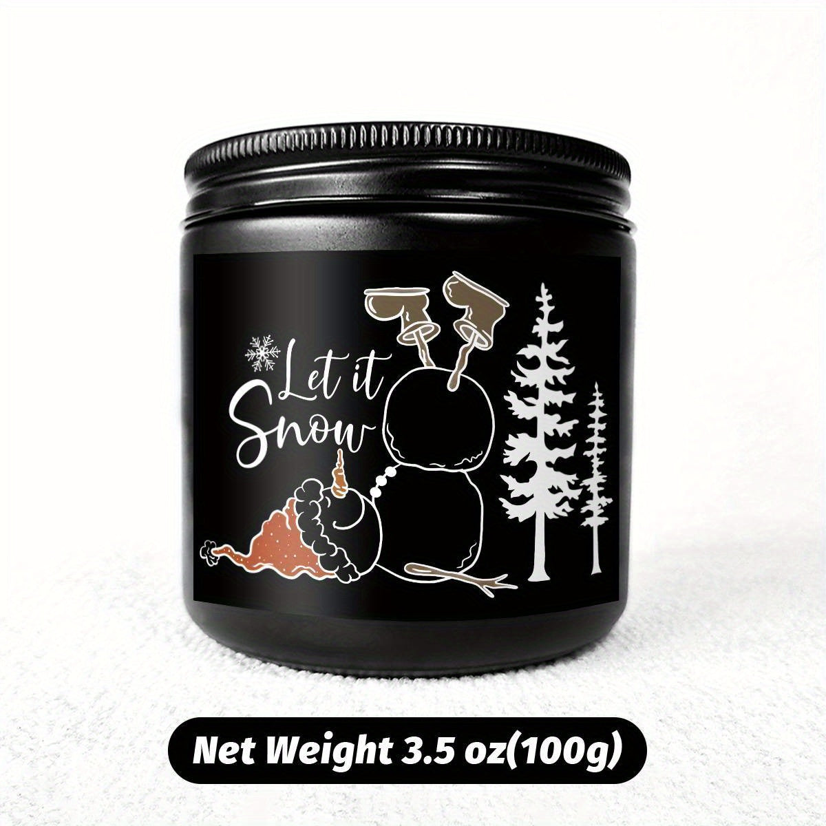 1pc Lavender Scented Candle, "Let it Snow" Festive Design, Smoke-Free, Plant Extraction, Essential Oils, Glass Jar, Perfect for Christmas, Home & Kitchen Decor, Ideal for Coworkers, Friends, Family, White Elephant Gift