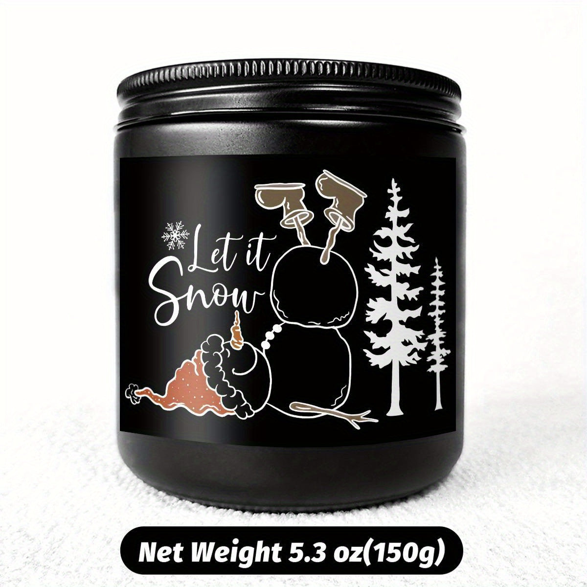 1pc Lavender Scented Candle, "Let it Snow" Festive Design, Smoke-Free, Plant Extraction, Essential Oils, Glass Jar, Perfect for Christmas, Home & Kitchen Decor, Ideal for Coworkers, Friends, Family, White Elephant Gift