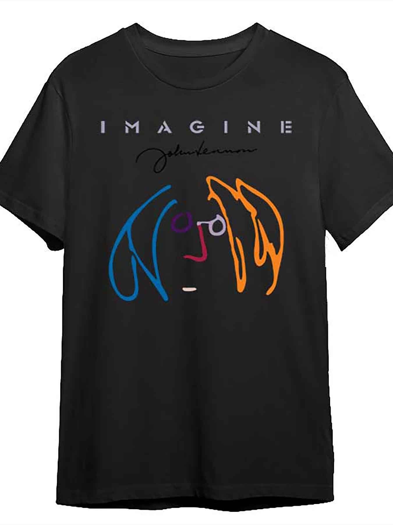 John Lennon 7wt 256692 fun men&#039;s short sleeve printed T-shirt series, Black CC - Premium  from Lizard Vigilante - Just $22.99! Shop now at Lizard Vigilante